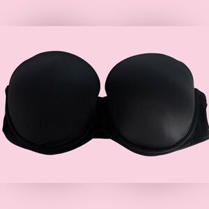 Victoria’s Secret PINK Strapless Push Up Bra Black Pink Lined 36DD